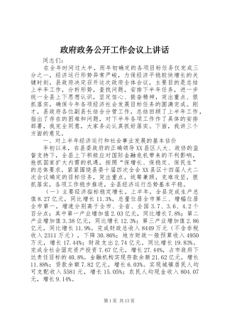 政府政务公开工作会议上讲话发言