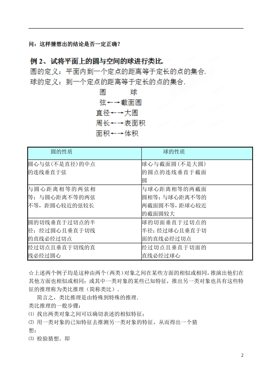 吉林省东北师范大学附属中学高中数学 2.1.2类比推理教案 理 新人教A版选修2-2_第2页