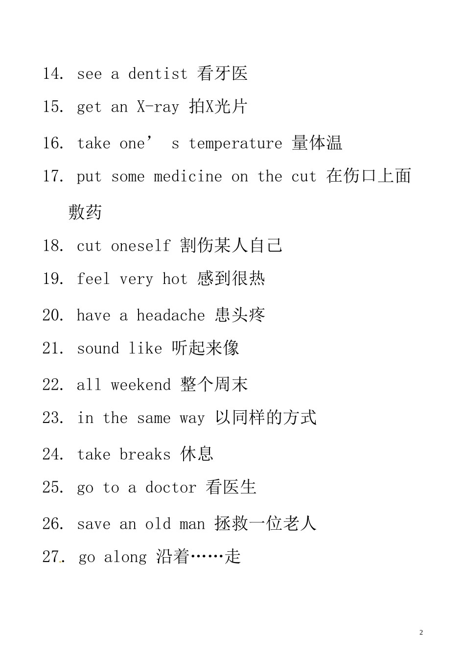 八年级英语下册Unit1What’sthematter？基础知识 (2)_第2页