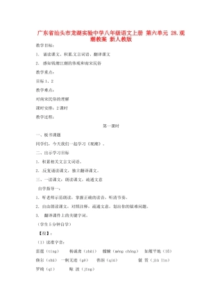 广东省汕头市龙湖实验中学八年级语文上册 第六单元 28.观潮教案 新人教版