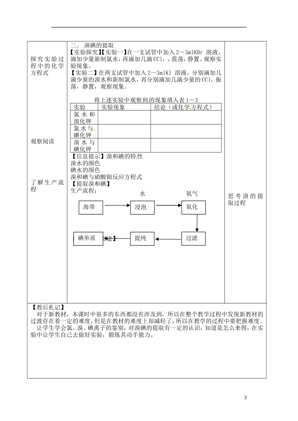 浙江省义乌市第三中学高中化学 9氯气的性质教学设计 新人教版必修1_第3页