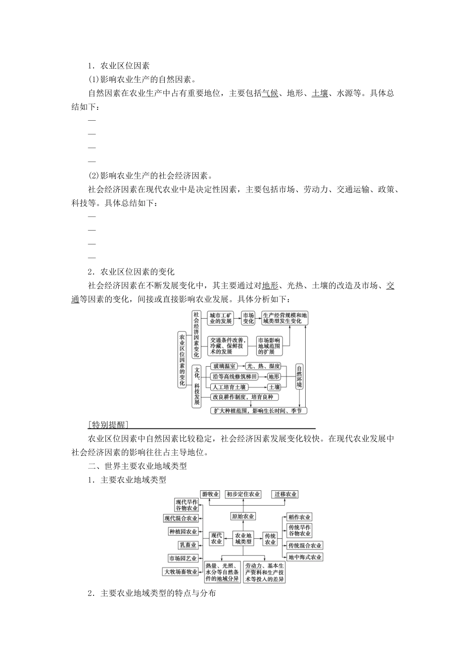 高考地理一轮复习 第2部分 第7章 生产活动与地域联系 第1讲 农业区位因素与地域类型学案 中图版-中图版高三全册地理学案_第2页
