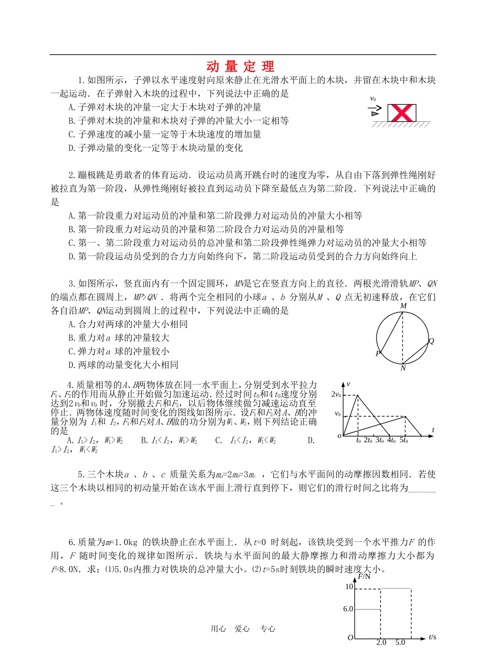 高一物理动量：定理　习题教案人教版_第1页