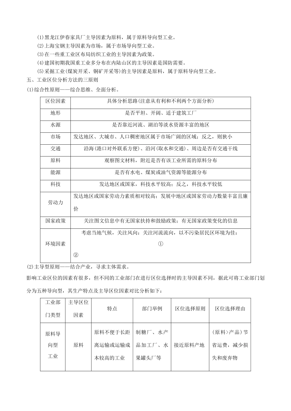 高考地理二轮复习微专题要素探究与设计 专题9.1 工业与可持续发展学案-人教版高三全册地理学案_第3页