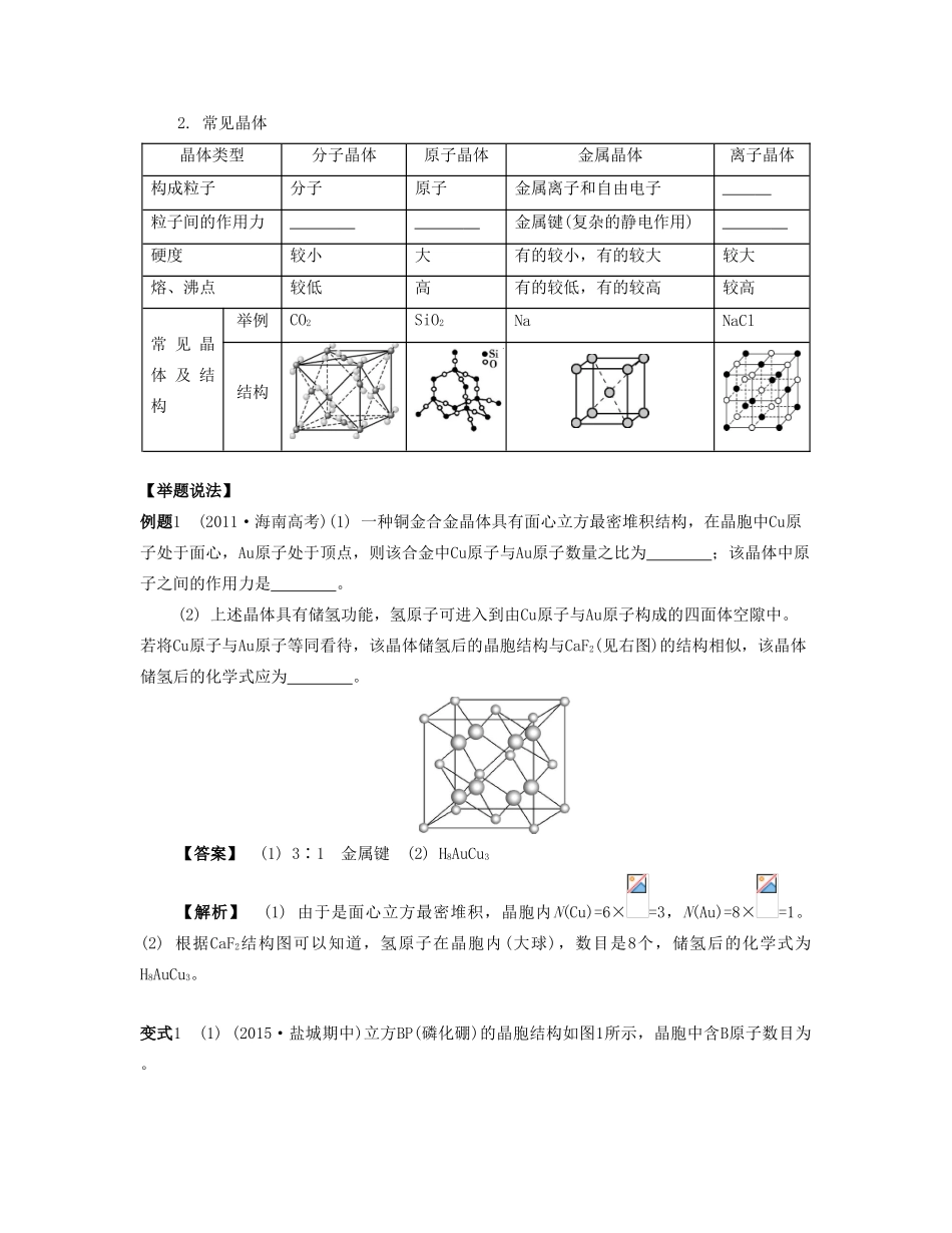（江苏专版）高考化学一轮复习 专题八 物质结构与性质 课时35 晶体结构与性质导学案-人教版高三全册化学学案_第2页