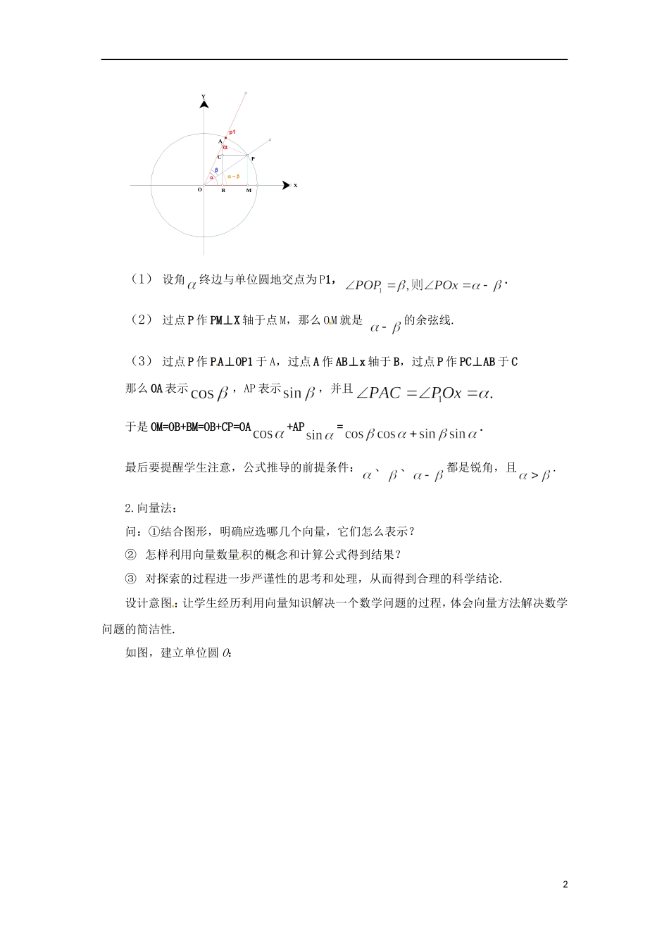 【四维备课】高中数学 3.1.1—2《两角和与差的正弦、余弦和正切公式》教学设计 新人教A版必修4_第2页