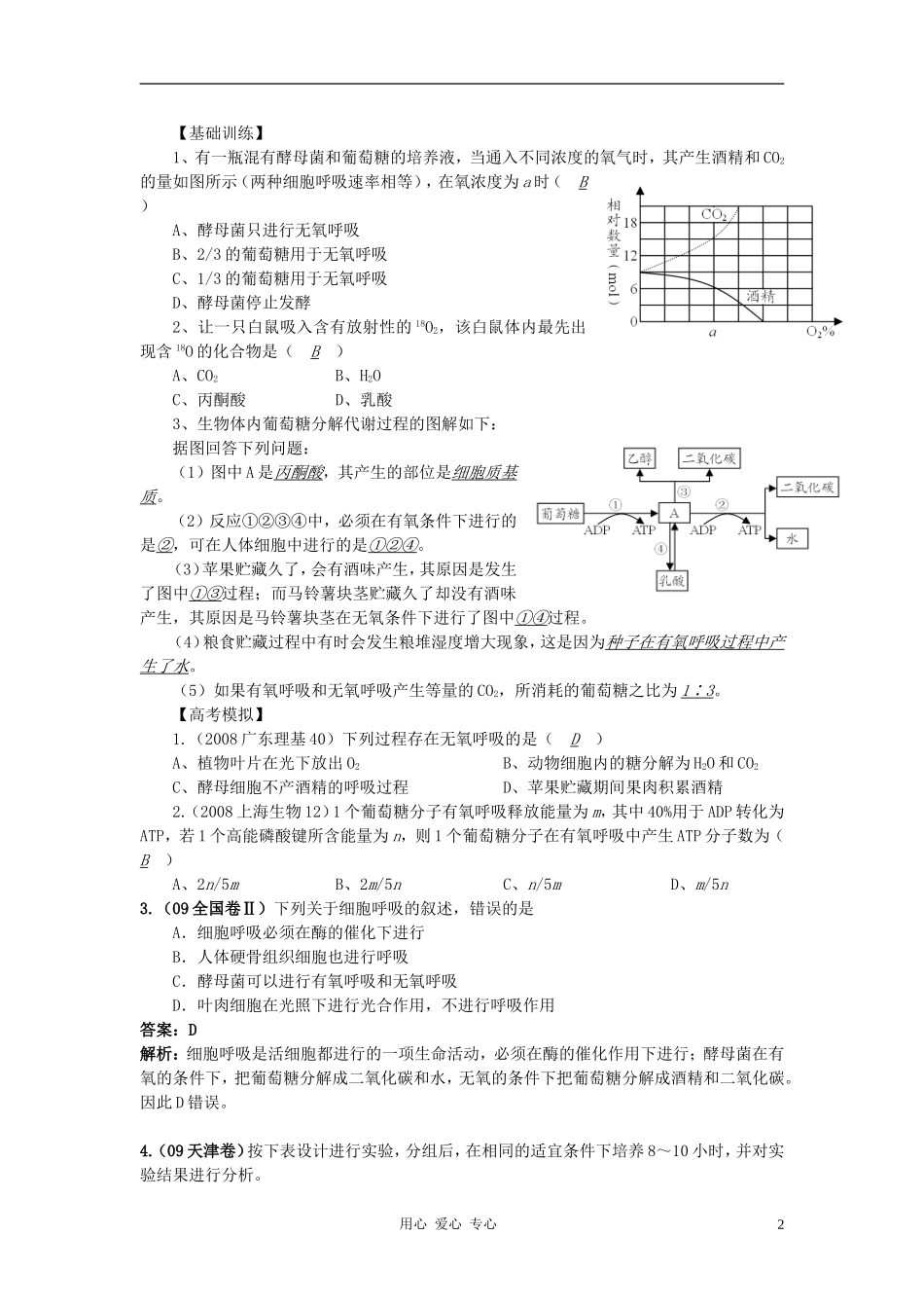 高中生物《细胞呼吸》学案1 浙教版必修1_第2页
