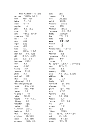 六上unit6单词表