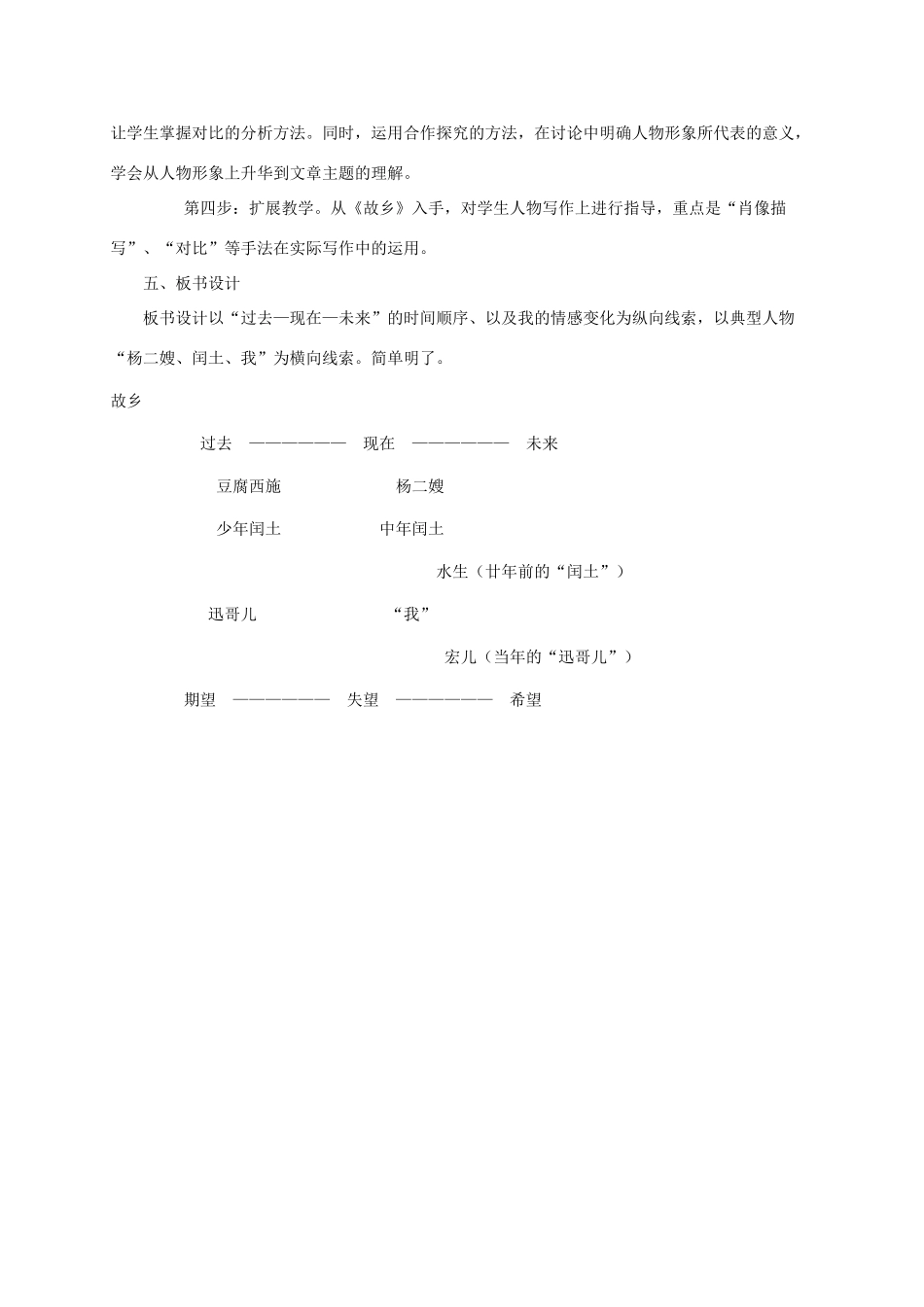 （遵义专版）八年级语文上册 第二单元 5《故乡》说课稿 语文版-语文版初中八年级上册语文教案_第2页
