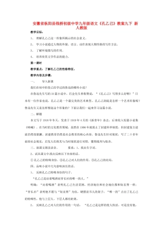 安徽省枞阳县钱桥初级中学九年级语文下册《孔乙己》教案 新人教版