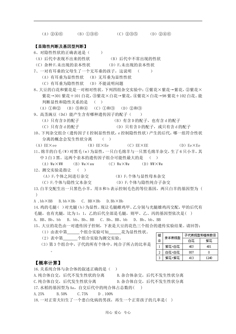 高中生物：1.1《孟德尔的豌豆杂交实验（一）》学案（新人教版必修2）_第2页
