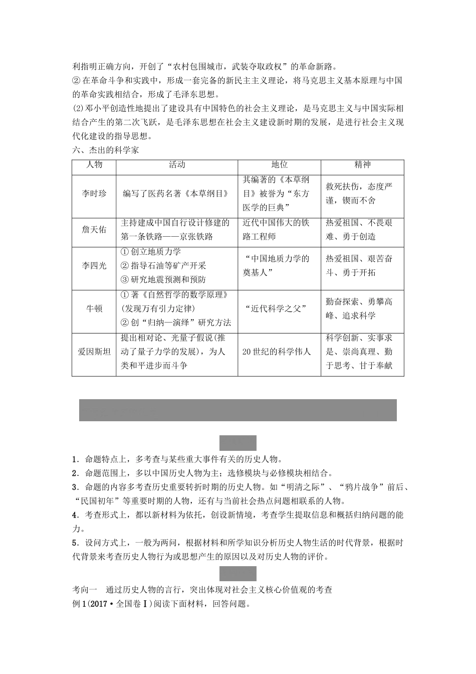 度高考历史一轮复习 选考4 中外历史人物评说学案 岳麓版-岳麓版高三全册历史学案_第3页