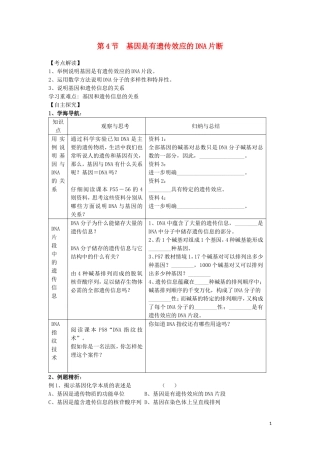 高中生物《基因是有遗传效应的DNA片断》学案2 新人教版必修2