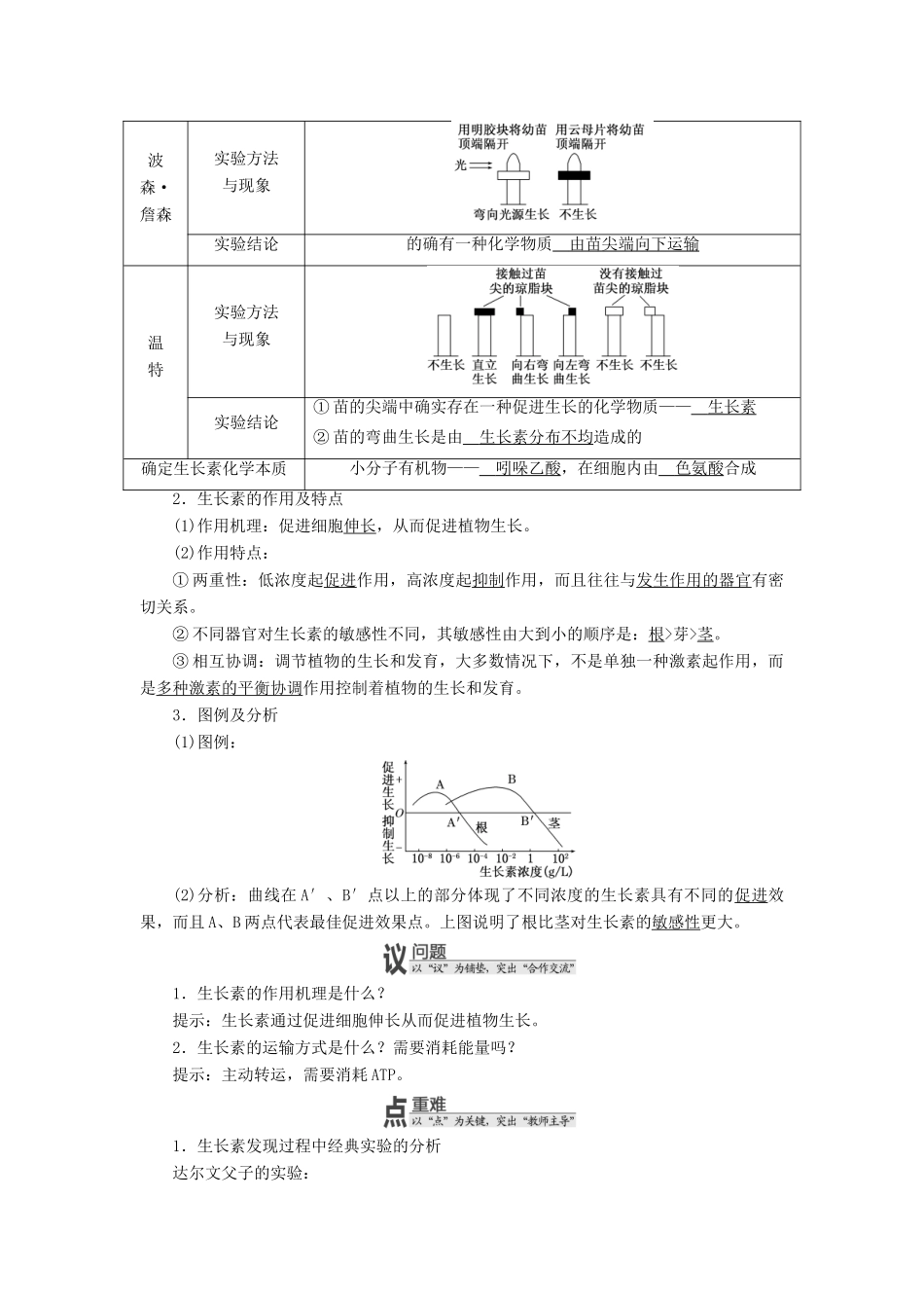 高中生物 第一章 植物生命活动的调节学案 浙科版必修3-浙科版高一必修3生物学案_第2页