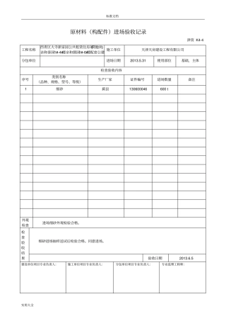 原材料进场验收砖沙石
