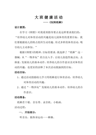 大班健康活动——玩转纸棒