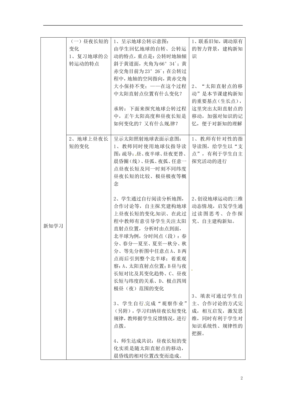 贵州省湄潭县乐乐中学高中地理《第三节 地球的运动 地球运动的地理意义》教案1 新人教版必修1_第2页