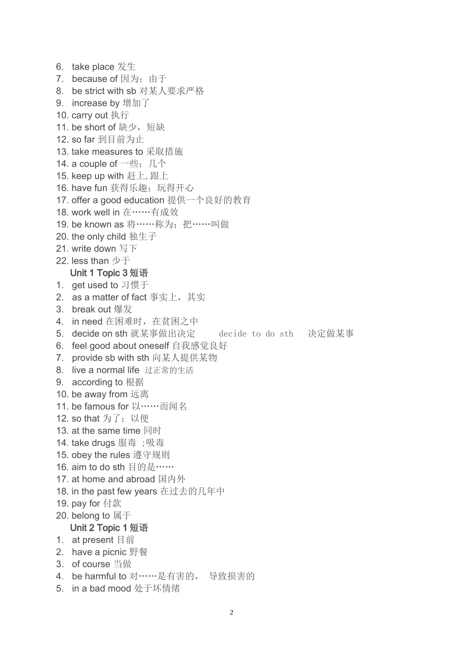 九年级上英语重点短语_第2页