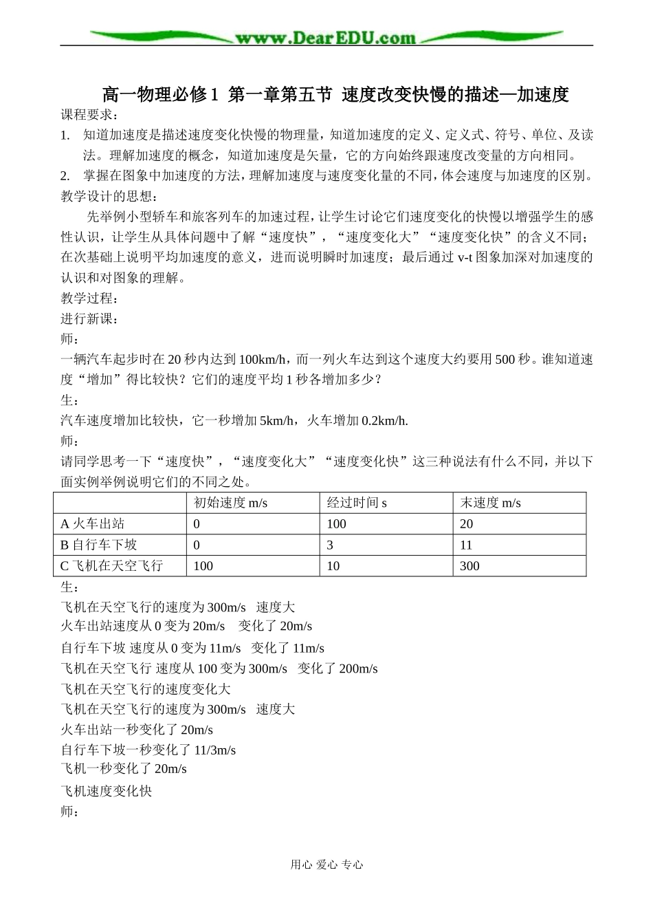 高一物理必修1 第一章第五节 速度改变快慢的描述—加速度_第1页