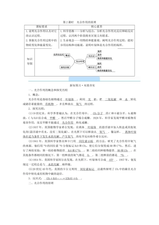 高中生物 第5章 细胞的能量供应和利用 第4节 光合作用与能量转化 第2课时 光合作用的原理学案 新人教版必修1-新人教版高中必修1生物学案