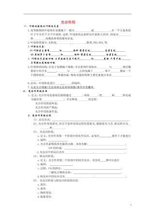高中生物《光合作用》学案2 浙教版必修1
