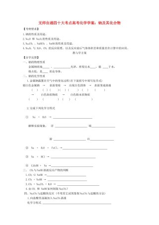 【无师自通】高考化学 钠及其化合物四十大考点学案