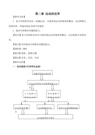 沪科版八年级物理第二章 运动的世界