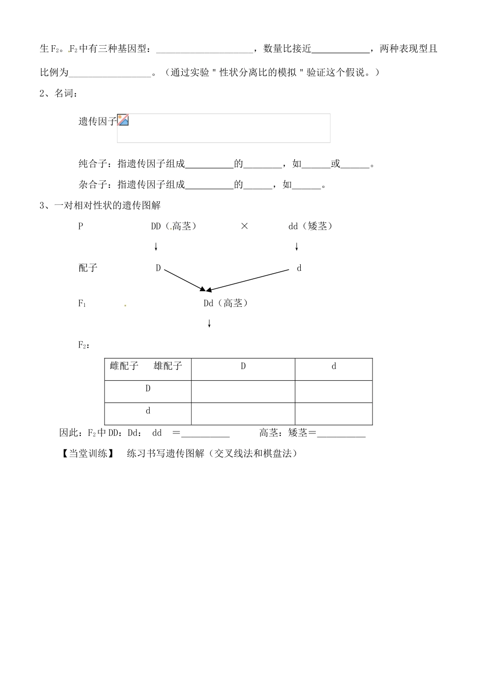 河北省高碑店市第三中学高中生物 第一章 分离定律（第一课时）教案 新人教版必修2_第3页