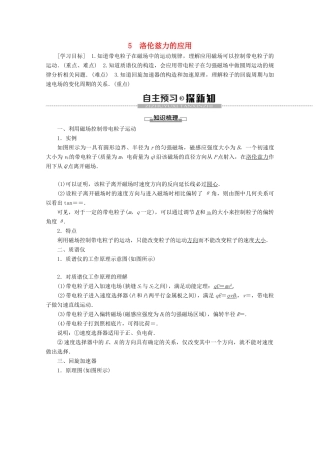 高中物理 第3章 5 洛伦兹力的应用教案 教科版选修3-1-教科版高二选修3-1物理教案