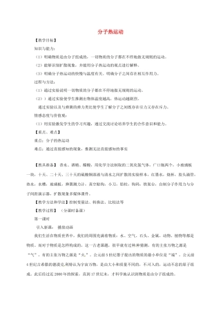 河南省郑州市中考物理《分子热运动》复习教案-人教版初中九年级全册物理教案