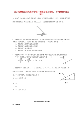 四川省攀枝花市米易中学高中物理《平抛物体的运动》教案 新人教版必修2