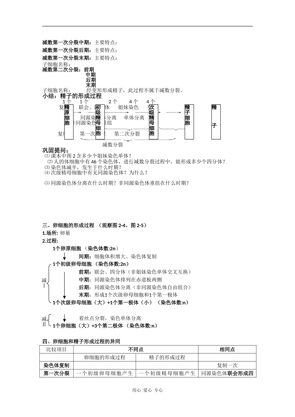 高中生物：2.1 减数分裂和受精作用 学案（1） 新人教版必修2_第2页