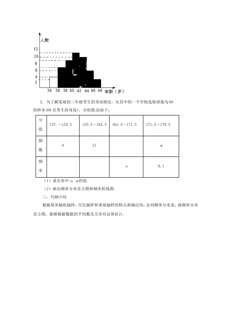 江苏省常州市西夏墅中学高中数学 第2章 统计复习与小结教案 新人教版必修3_第3页