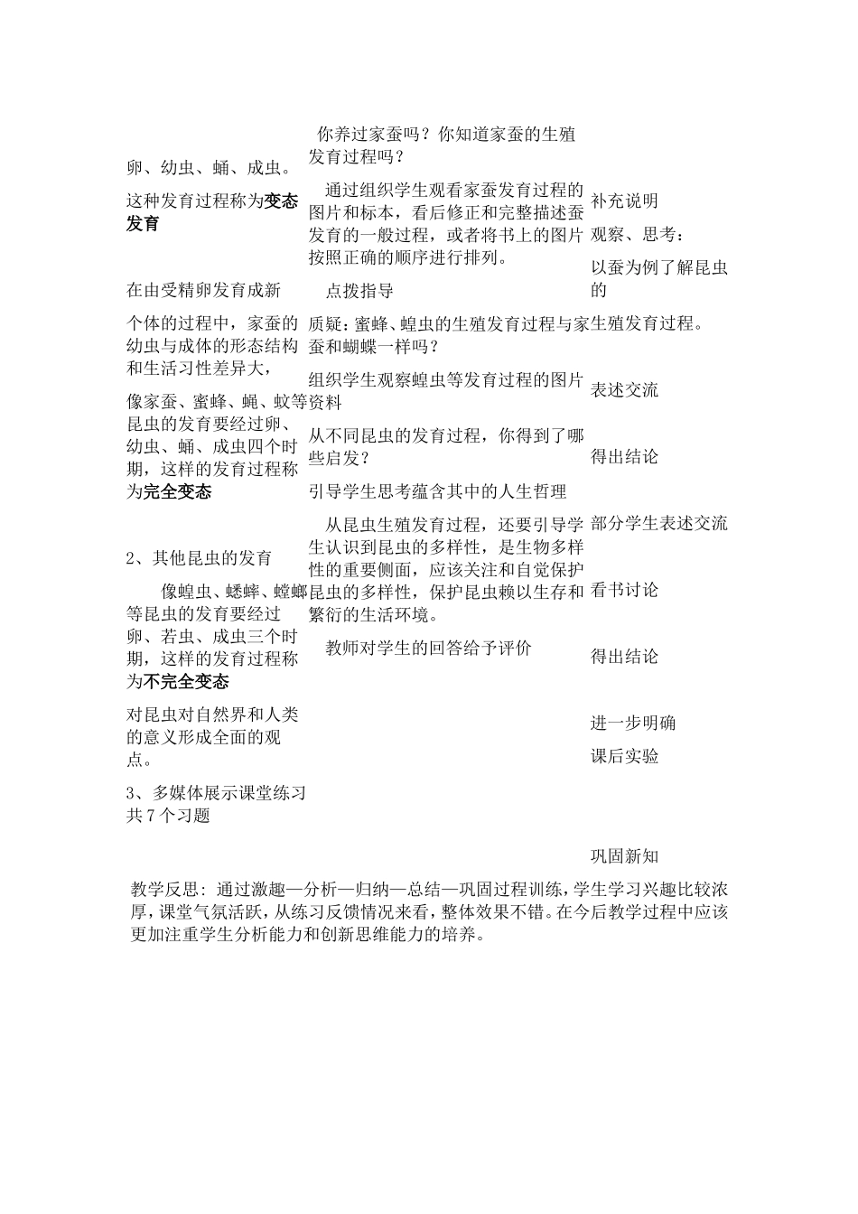《昆虫的生殖和发育》教案_第2页