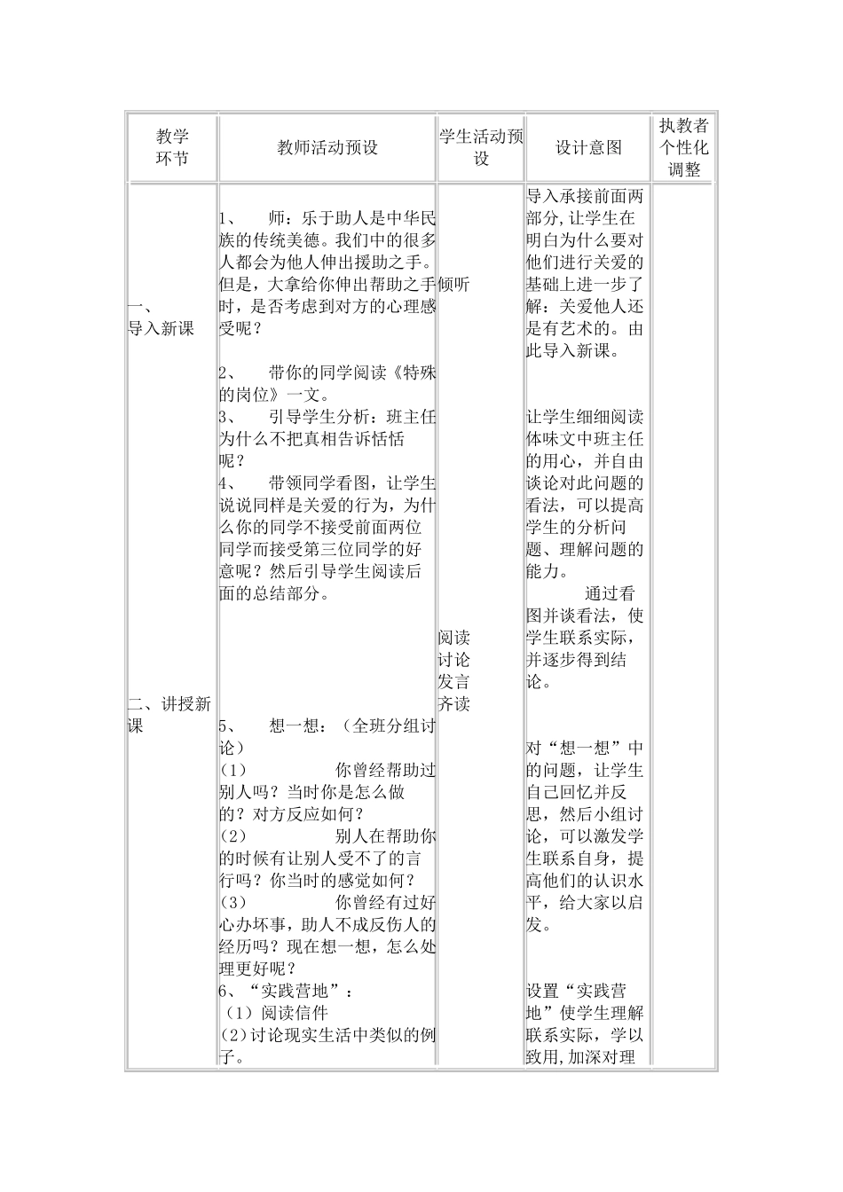 《关爱是一门艺术》教案_第2页