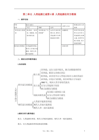 高中历史 24《人类起源在何方》教案 新人教版选修5