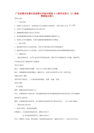广东省惠州市惠东县高潭中学高中物理 3-3探究安培力（2）教案 粤教版必修3
