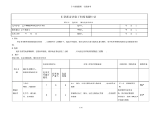 原辅料包材接收储存危害分析研究表