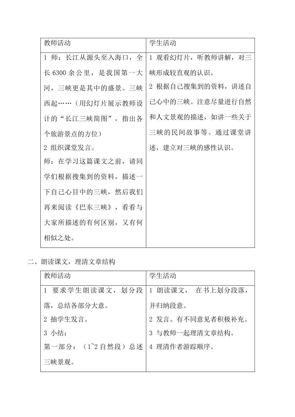 语文版八年级语文巴东三峡教案_第2页