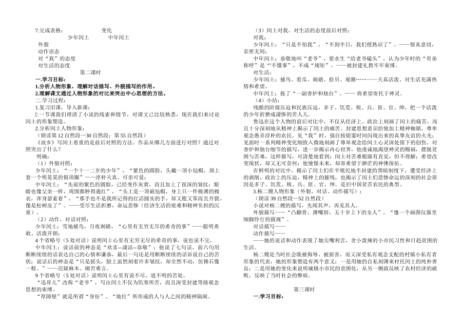 九年级语文下册《故乡》教案语文版_第2页