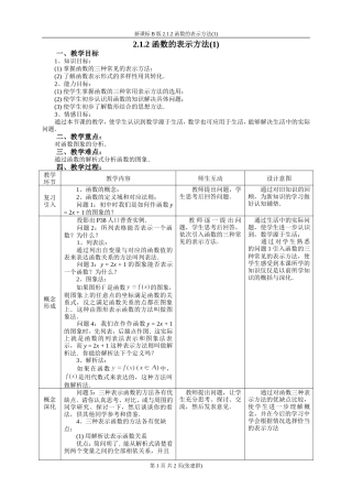 新课标人教B版2.1.2 函数的表示方法(1) 上学期