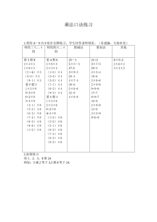 乘法口诀练习