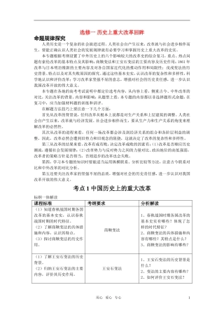 高中历史 历史上重大改革回眸改革复习教案 新人教版选修1