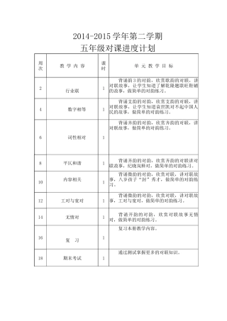 对课进度计划