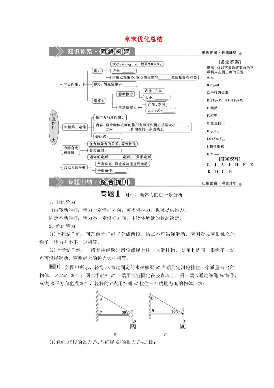 高中物理 第3章 章末优化总结教案 新人教版必修第一册-新人教版高一第一册物理教案_第1页