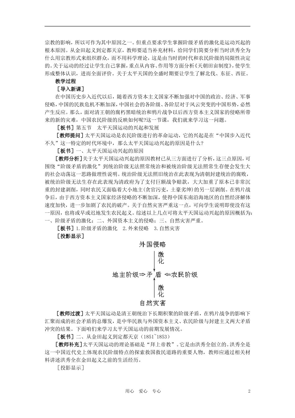 【精品】高中历史 第一章  清朝晚期中国开始沦为半殖民地半封建社会 第五节太平天国运动的兴起和发展(第一课时) 大纲人教版_第2页