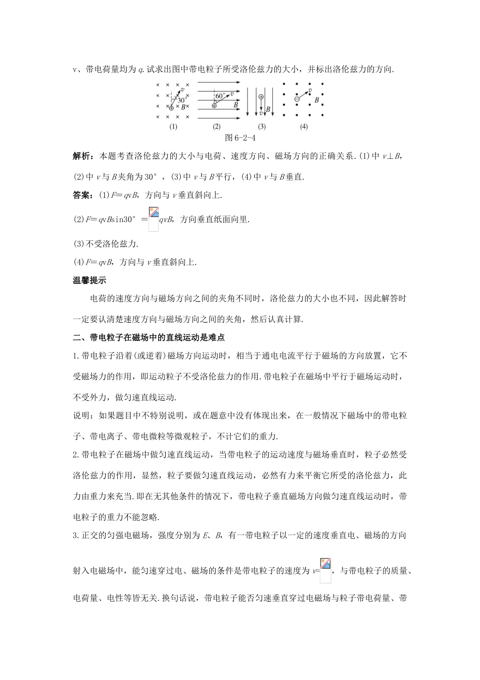 高中物理 第6章 磁场对电流和运动电荷的作用 第2节 磁场对运动电荷的作用课堂互动教案 鲁科版选修3-1-鲁科版高二选修3-1物理教案_第2页