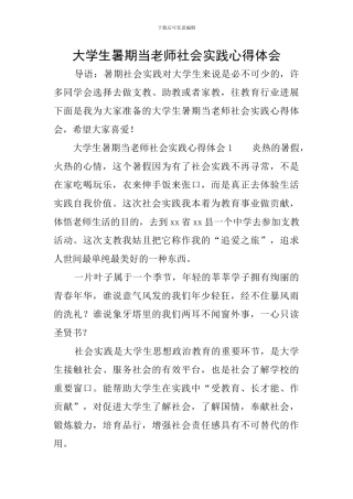 大学生暑期当老师社会实践心得体会