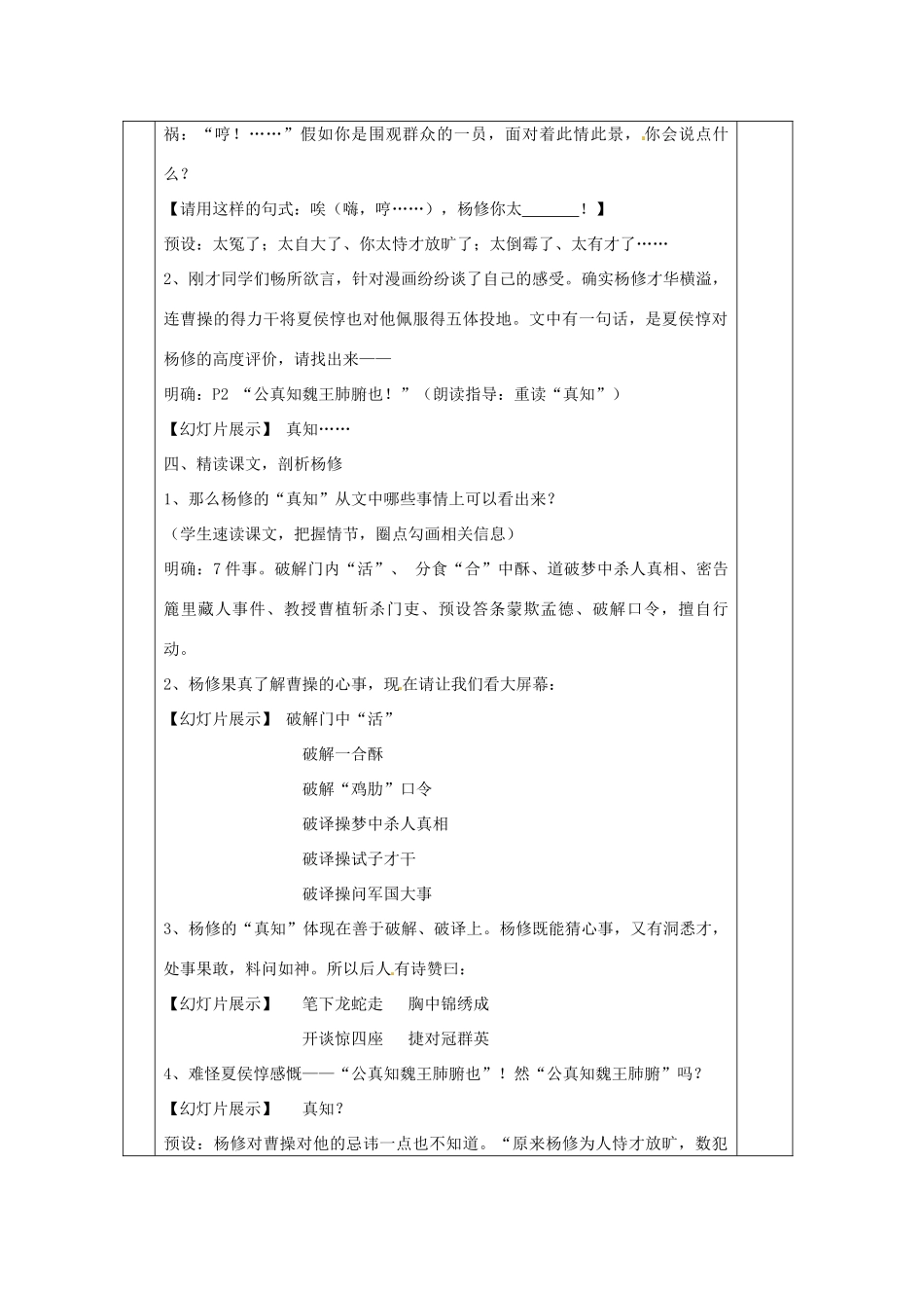 浙江省温州市第二十中学初中语文九年级语文上册 第五单元 第18课 杨修之死教案 新人教版_第2页