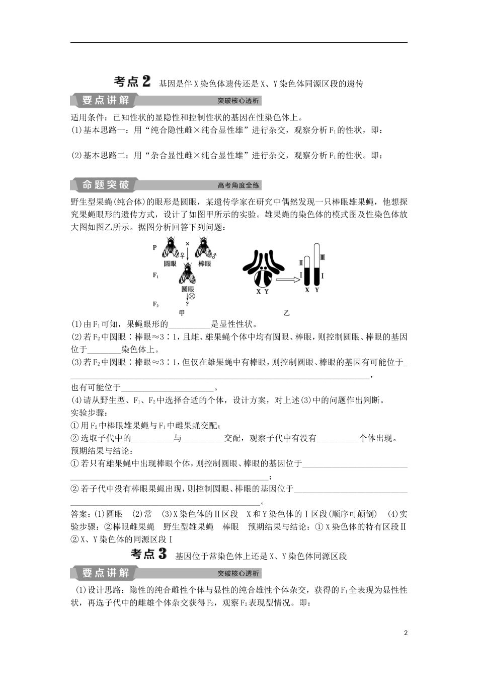 高考生物一轮复习 第五单元 遗传的基本规律与伴性遗传 加强提升课（四）基因位置的判定及相关实验设计突破学案-人教版高三全册生物学案_第2页